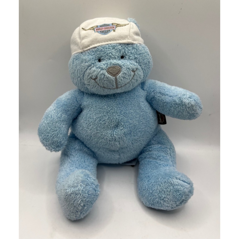 Blue Harley Davidson‎ Bear Plush with White Cap 2003 Official Licensed Product